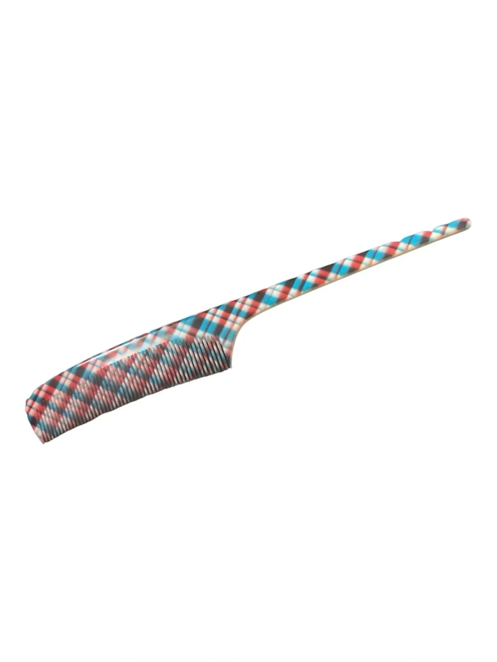 1960’s Vintage Plaid Fine Toothed‎ Comb, Deadstock , Vintage Rattail Comb
